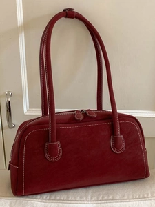 Vintage Minimalist PU Leather Underarm Bag For Women Contrast Stitching Matte Suede Look Rectangular Shoulder Bag Zipper Closure