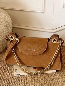 Women French Style Fashion PU Leather Chain Crossbody Bag Simple Chic Shoulder Bag For Daily Commuting Office Trendy Square Purse