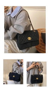 Détail d'un sac fourre-tout mat vintage avec matelassage en losange et chaîne dorée élégante