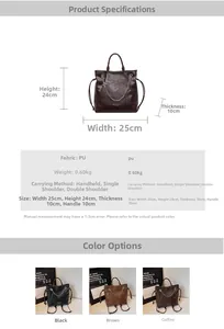Guida dettagliata alle taglie e ai colori per la borsa a tracolla versatile in PU