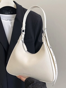 Women Minimalist PU Leather Hobo Bag Fashion Letter Print Shoulder Underarm Bag Casual High Quality Stylish Handbag