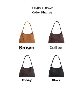Selection of retro suede underarm bags in four vintage colors with matching pendants