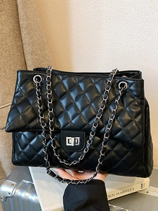 Sac à Épaule Matelassé Losanges pour Femmes en Suédine Grande Capacité Sac Cabas Bandoulière Chaîne Urbaine Sac de Trajet
