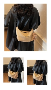 Detailed view of apricot corduroy bag with Bantu & bag embroidery and cute bear charm