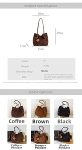 Detailed size chart for the PU leather tote bag with dimensions and weight specs