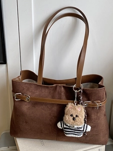 Sac Cabas en Daim Grande Capacité pour Femmes Sac à Épaule Rétro à l'Aisselle Avec Boucle en Métal Sac à Main Minimaliste