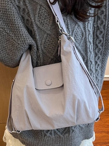 Chic lavender large tote bag for women with drawstring sides and front flap pocket