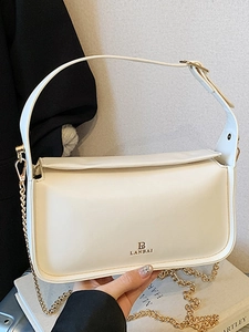 Sac sous le Bras en Cuir PU Rétro pour Femmes Sac à Bandoulière à Chaîne Dorée Mode Couleur Unie Carré Flip Sac Bandoulière Décontracté Urbain Simple Sac à Main