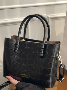 Borsa a Secchiello da Donna in Pelle PU con Stampa Coccodrillo Minimalista Borsa a Tracolla con Manico per Uso Quotidiano