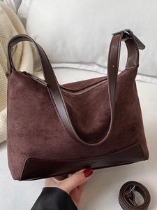 Women Retro Leopard Print Underarm Bag Faux Suede PU Leather Shoulder Bag Fashion Splicing Crossbody Handbag For Daily