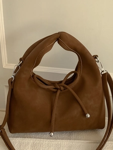 Minimalist PU Leather Crossbody Bag For Women Vintage Bowknot Decor Knot Handle Shoulder Handbag Daily Commuting Tote Bag