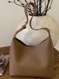 Minimalist Women PU Leather Hobo Shoulder Bag With Lychee Pattern Urban Casual Solid Color Messenger Underarm Purse Handbag