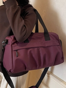 Waterproof purple travel duffel bag with dry-wet separation for gym and sport