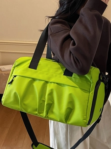 Waterproof neon green fitness bag with large capacity and dry wet separation compartment