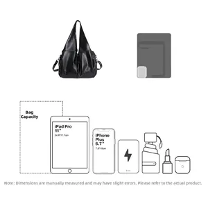 Détail de capacité du grand sac cabas contenant tablette 11 pouces et smartphone 6,7