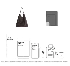 Large tote bag interior capacity showing storage space for 11-inch iPad and daily items