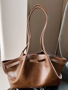 Sac Sous le Bras Plissé en Cuir PU Vintage pour Femmes Fourre-tout de Grande Capacité Avec Boucle en Métal Couleur Unie