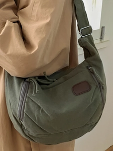 2025 Winter large capacity canvas tote bag with adjustable shoulder straps in army green