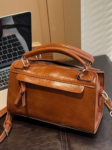 Sac à main marron caramel en similicuir avec bandoulière réglable et amovible