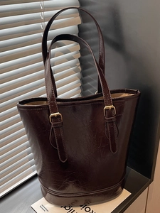 Fashion Retro PU Leather Tote Bag For Women Large Capacity Shoulder Bag Glossy Underarm Bag Urban Minimalist Casual Handbag