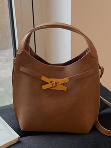 Borsa a Secchiello Vintage in Pelle PU da Donna Minimalista Urban Retro Borsa a Tracolla Grande Capacità Con Chiusura in Metallo