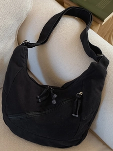 Large Capacity Canvas Shoulder Bag For Women Retro Hobo Crossbody Bag Casual Tote For School Daily Solid Color Handbag