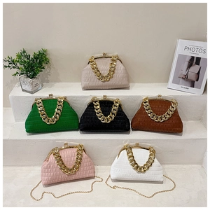 Detailed collection of ruched cloud bags in six colors with gold chain straps and PU leather