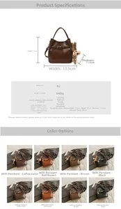 Tabella delle taglie e specifiche dettagliate per la borsa a secchiello vintage in pelle PU