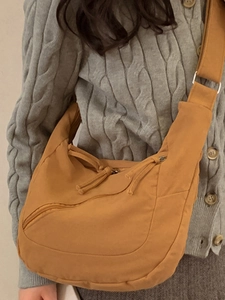 Minimalist ginger yellow large canvas crossbody bag for women casual everyday wear