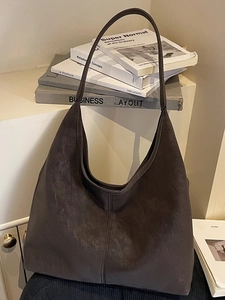 Women Large Capacity Flannel Tote Bag Minimalist Solid Color Stitching Hobo Shoulder Bag For Daily Commute Casual Style