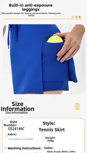 Detail view of the built-in safety shorts and tennis ball pocket on navy athletic dress