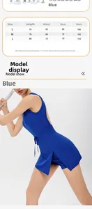 Size chart for the backless athletic tennis dress with drawstring and built-in shorts