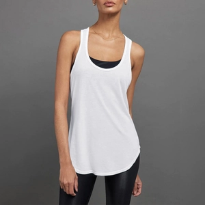 Camiseta de tirantes deportiva blanca y holgada para mujer, ideal para running