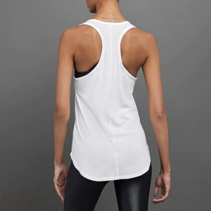 Camiseta blanca de tirantes racerback para mujer, top deportivo de secado rápido para yoga