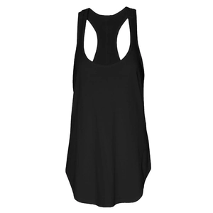 Camiseta deportiva de tirantes negra para mujer de secado rápido con espalda cruzada