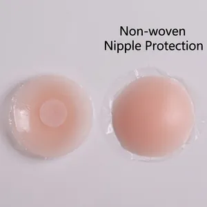 Reusable invisible silicone nipple covers with non-woven protective layer for women