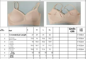 Guide des tailles détaillé pour soutien-gorge sans couture et sans armature de S à XL