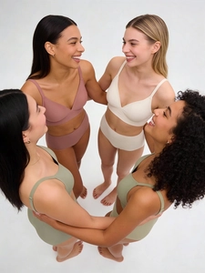 Inclusive seamless bra and panty sets in various skin tones and Morandi colors