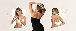 Detail of beige convertible straps and backless design for a seamless comfort bra