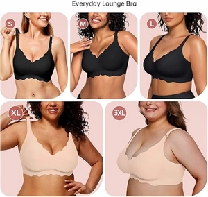 Everyday lounge bra with wavy edges and wide straps in sizes S to 3XL for women