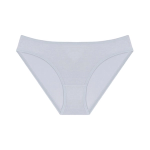 Detail of light blue lace panties showing soft cotton fabric texture and seamless edges