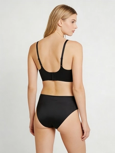 Seamless V-neck mesh lingerie set featuring U-shaped back bra and high waist panty