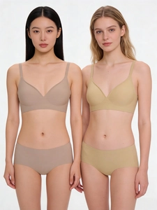 Seamless jelly bra set for women in skin tones featuring a soft wireless design for comfort