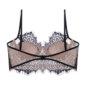 French lace push-up bra for women with eyelash lace, underwire and nude padding