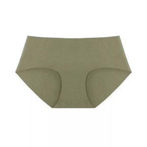 Detailed close-up of seamless olive green microfiber panties with a smooth bonding finish