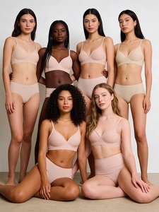 Seamless jelly bras in multiple nude tones shown on diverse models for a perfect fit