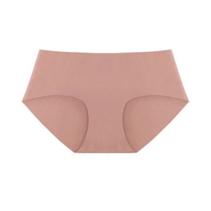 Detail view of seamless dusty rose panties with laser-cut edges and smooth fabric texture