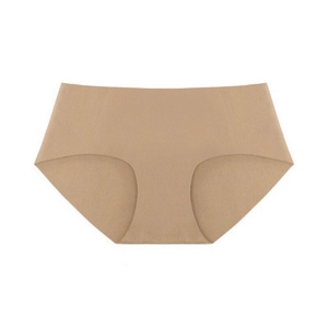 Seamless 7A antibacterial women's panties in nude beige, minimalist laser-cut design