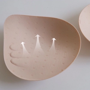 Breathable nude bra pads with 4cm push-up hand-shaped support for lifting and cleavage