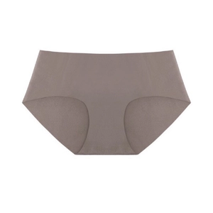 Detail showing the seamless laser-cut edges of high-elasticity grey-purple panties